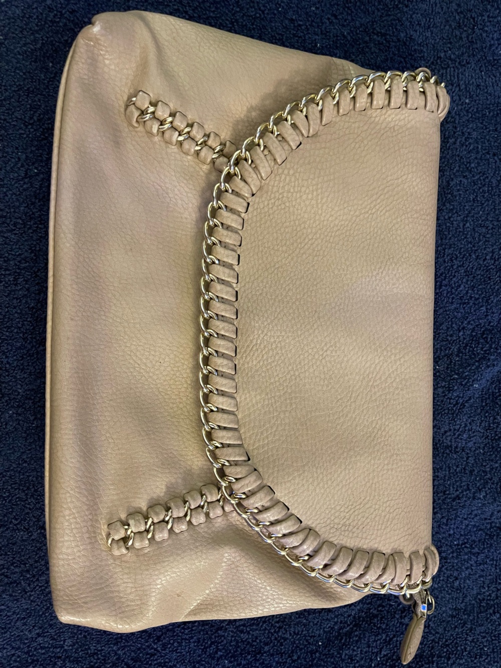 Charming Charlie Taupe Chain-Trim Foldover Clutch